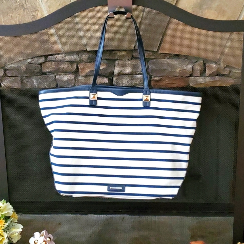 Rebecca Minkoff Striped Navy/White Canvas Tote